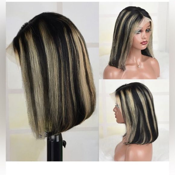 Celebrity |Highlight Bob Wig Human Hair 13X4 HD Lace Front Human Hair Bob Wig main image 7